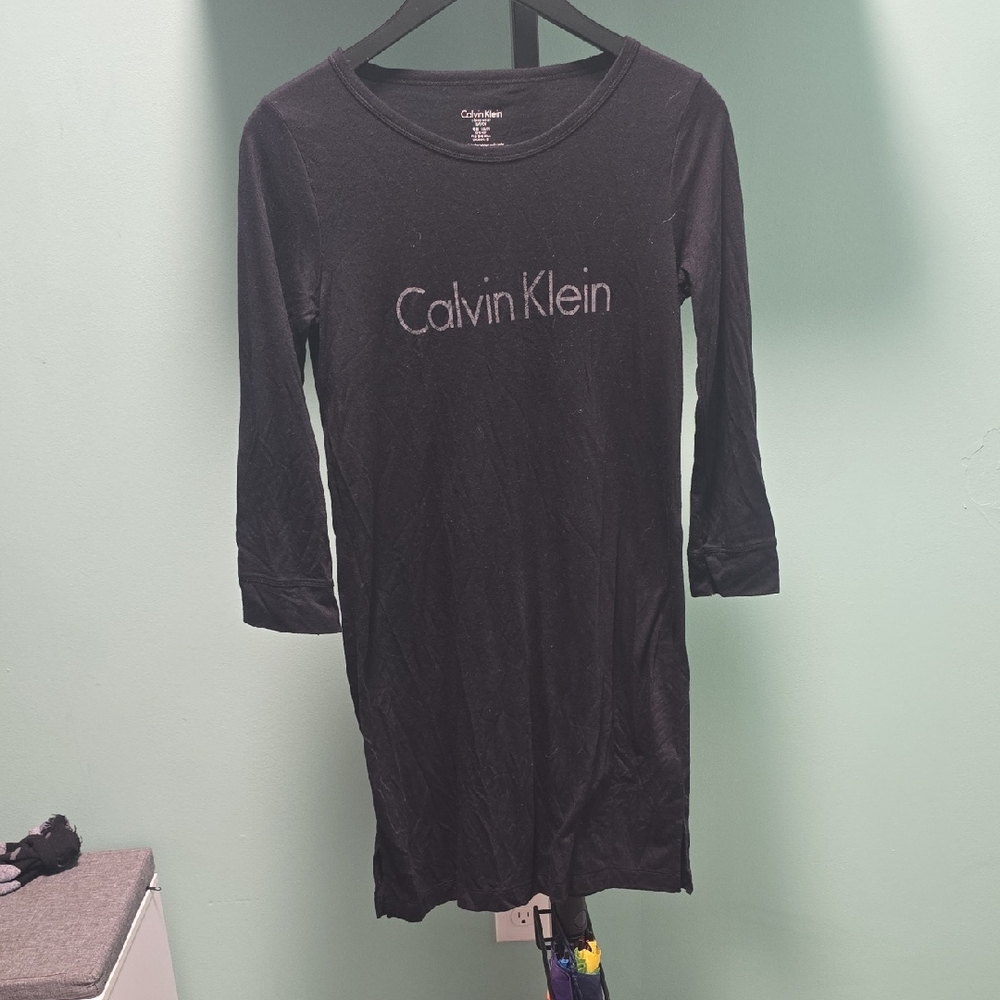 Calvin Klein Charcoal Three-Quarter Sleeve Dress